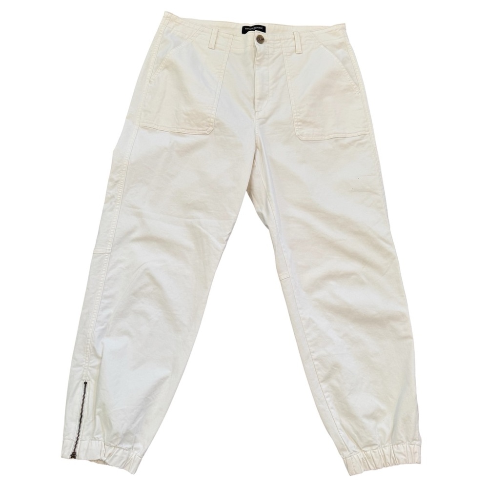 Banana Republic Authentic Chino Jogger Pants Size 14 White Zip Ankle Length